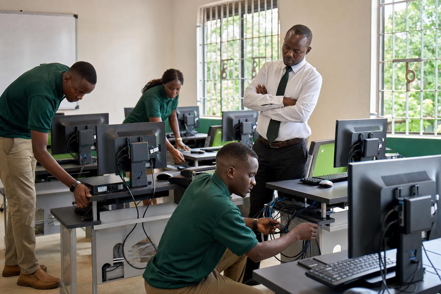 LytLabs Smart Computer Lab with compact workstations in a modern school classroom